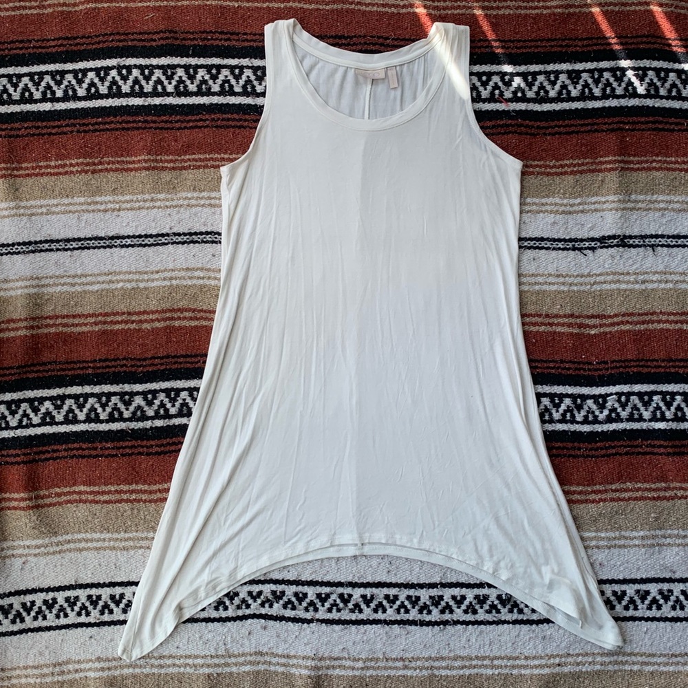 Long soft LOGO asymmetrical layering tunic top